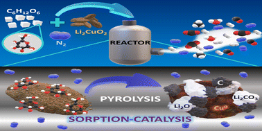 Graphical abstract: Enhanced H2 production through biomass pyrolysis by applying alkaline ceramic lithium cuprate (Li2CuO2) as a bifunctional material