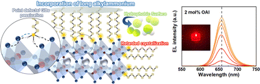 Graphical abstract: Strategic defect control of perovskite nanocrystallites with octylammonium iodide toward efficient red perovskite light-emitting diodes with high operative stability