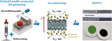Graphical abstract: Single-step fully 3D printed and co-sintered solid oxide fuel cells