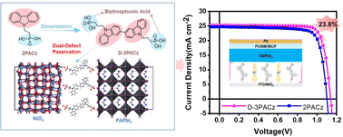 Graphical abstract: Self-assembled hole-transport material incorporating biphosphonic acid for dual-defect passivation in NiOx-based perovskite solar cells