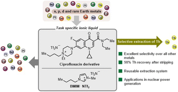 Graphical abstract: A ciprofloxacin derived task specific ionic liquid as a highly selective extractant of thorium versus uranium