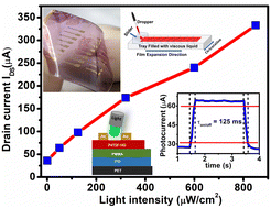 Graphical abstract: Fabrication of highly sensitive flexible phototransistors through a unidirectional floating film transfer method using P4T2F-HD thin films