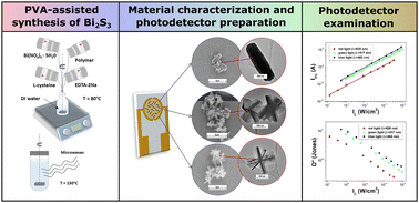 Graphical abstract: Poly(vinyl alcohol)-assisted synthesis of 3D Bi2S3 submicrometric structures for feasible chip photodetector applications