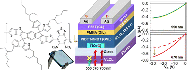 Graphical abstract: Confined deep red light-detecting organic phototransistors with polymer gate-sensing layers consisting of indacenothiophene and dinitrobenzothiadiazole units