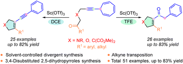 Graphical abstract: Lewis acid-catalyzed intramolecular cyclization of 7-alkynylcycloheptatrienes with carbonyls: access to 3,4-disubstituted 2,5-dihydropyrroles