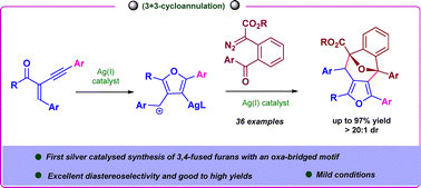 Graphical abstract: Highly regio- and diastereoselective (3+3)-cycloannulation of carbonyl ylides and 2-(1-alkynyl)-2-alken-1-ones enabled by silver catalysis