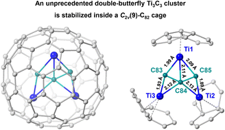 Graphical abstract: Ti3C3@C2v(9)-C82: a double-butterfly tri-metal carbide cluster inside a fullerene cage