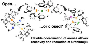 Graphical abstract: Four-electron oxidation and one-electron reduction of the bis(terphenylthiolate) U(ii) complex, U(SAriPr6)2 [AriPr6 = C6H3-2,6-(C6H2-2,4,6-iPr3)2]