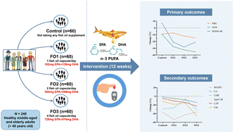Graphical abstract: Effects of fish oil intervention on type 2 diabetes early risk novel biomarkers in healthy middle-aged and elderly adults: a double-blind randomized controlled trial