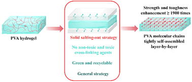 Graphical abstract: A general strategy for strengthening and toughening physical hydrogels via anti-Hofmeister sequence solid salting-out
