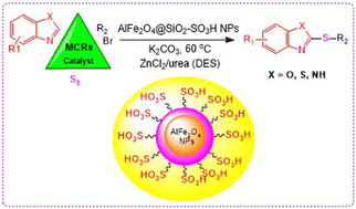 Graphical abstract: An AlFe2O4@SiO2–SO3H innovative nanocatalyst: a sustainable approach for the A3 coupling reaction in a DES for 2-thioarylbenzoazoles