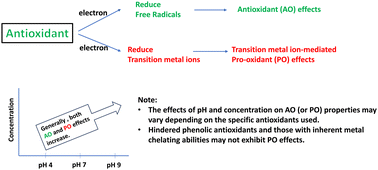 Graphical abstract: Evaluation of pH and concentration effects on the antioxidant and pro-oxidant activities of lysine- and lysine methyl ester-based antioxidant tetramers, each containing four units of either syringaldehyde or vanillin