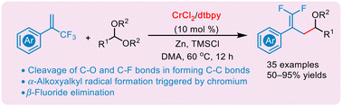 Graphical abstract: Chromium(ii)-catalyzed defluorinative reductive cross-coupling of acetals with α-trifluoromethyl alkenes