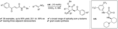 Graphical abstract: Squaramide-catalyzed aza-Michael/Michael cyclization cascade reaction: one-pot enantioselective construction of highly functionalized γ-lactams