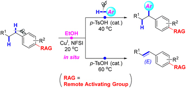 Graphical abstract: Selective benzylic cross-dehydrogenative arylation and α,β-dehydrogenation under mild conditions