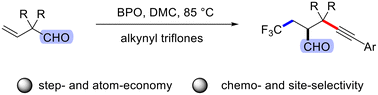 Graphical abstract: 1,2,3-Trifunctionalization of α,α-disubstituted vinyl aldehydes with concomitant radical 1,2-migration of formyl group