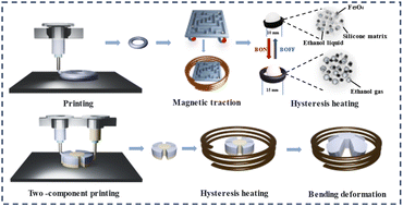 Graphical abstract: 4D printing of programmable liquid–vapor phase change composites for multi-responsive flexible actuators