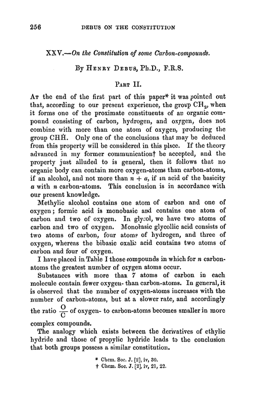 XXV.—On the constitution of some carbon-compounds