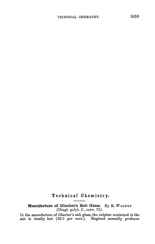 Technical chemistry