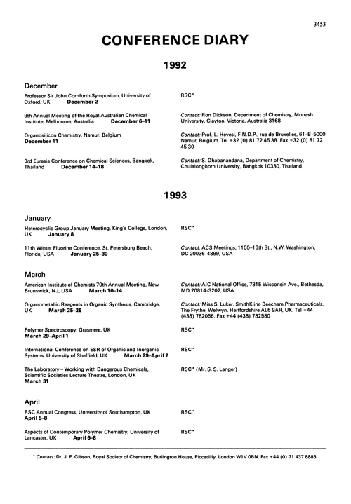 Conference diary