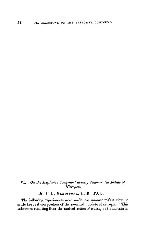 VI.—On the explosive compound usually denominated iodide of nitrogen