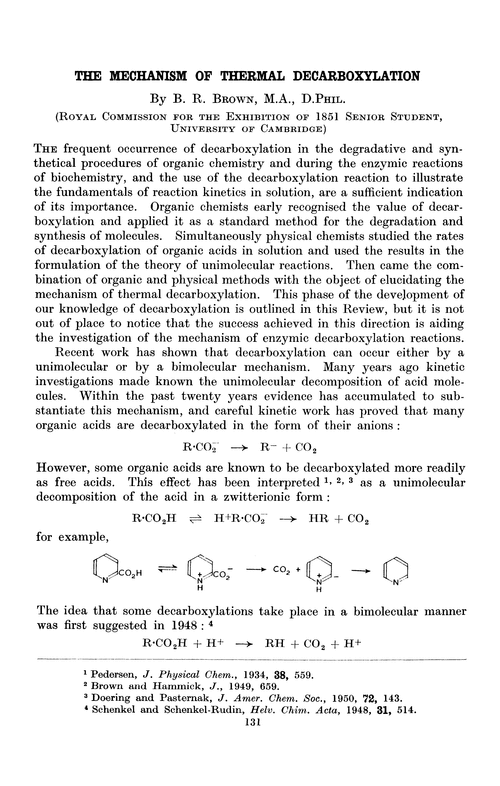 The mechanism of thermal decarboxylation
