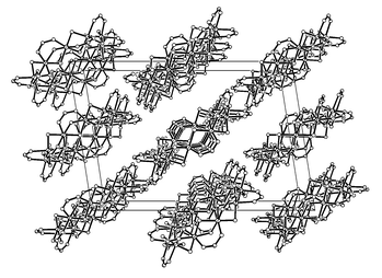 
          Packing diagram of 1 viewed down the crystallographic 
b axis. All Me groups have been omitted for clarity.
        