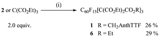 
          Reagents and conditions: (i) C60F18 (1.0 equiv.), DBU (1.9 equiv.), toluene.