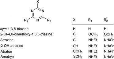 Triazines used in this study.