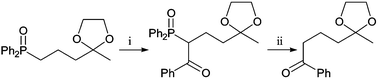 
          Reagents and conditions: i, n-BuLi, THF, −78 °C, PhCO2Me, 74%; ii, KOH, MeOH, reflux, 82%.