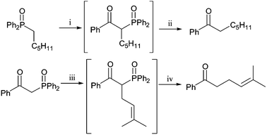 
          Reagents and conditions: i, n-BuLi, −78 °C, PhCO2Me; ii, NaOH, H2O, EtOH, reflux, 66%
					(2 steps); iii, NaOMe, (CH3)2CCHCH2Br, THF, 20 °C; iv, NaOH, H2O, EtOH, reflux, 89%
					(2 steps).