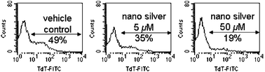 TUNEL assay showed that silver nanoparticles exhibit cytoprotective activities toward HIV-1 infected Hut/CCR5 cells.