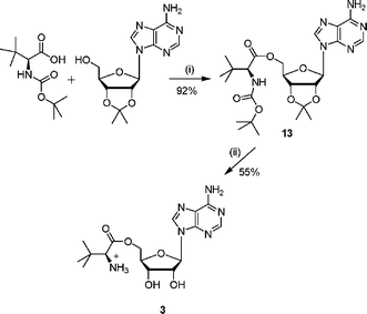 Reagents and conditions: (i) DEAD, PPh3, THF, 16 h; (ii) TFA–H2O, 3 h.