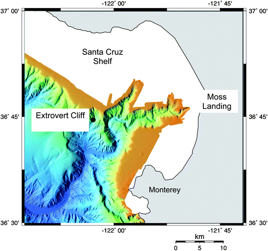 Location of study site within Monterey Canyon. Adapted from bathymetry survey by Monterey Bay Aquarium Research Institute (http://www.mbari.org/data/mapping/monterey/default.htm).