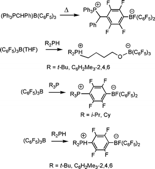 Non-classical Lewis acid–base reactions of B(C6F5)3 with phosphines.