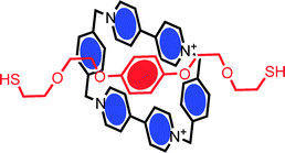 The solution phase assembly of a bis-thiolated hydroquinol thread and cyclophane macrocycle generates a pseudorotaxane which, on chemisorption, becomes a redox active catenane.20