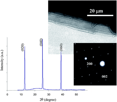 XRD pattern, TEM image and SAED pattern of the secondary crystals.