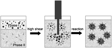 The preparation of nanoparticles using the miniemulsion method. Reproduced with permission from ref. 1a (Copyright 2009 Wiley-VCH Verlag GmbH & Co. KGaA).