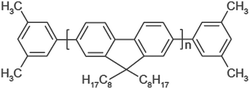 Structure of polymer PFO (poly(9,9-dioctylfluorenyl-2,7-diyl) end capped with dimethylphenyl.