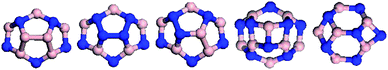 Top views of BNNCs with 240° disclination angle, in which the B and N atoms are colored in pink and blue.