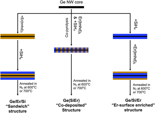 General synthetic routes to Er-doped SiGe NWs.