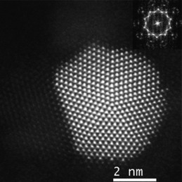 Cs corrected STEM-HAADF image of a decahedral Au nanoparticle (raw data).