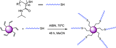 General grafting-to approach for the surface modification of PDVBnanoparticles.