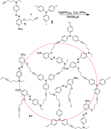 The synthetic route of hyperbranched polymerP1.