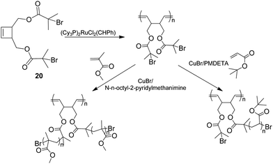 Cis-3,4-disubstituted cyclobutene derivative (inimer) containing active sites for ATRP after a ROP polymerisation.56