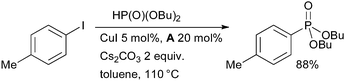 Cu-catalyzed coupling of secondary phosphites and aryl halides.