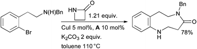 Synthesis of medium-ring nitrogen heterocycles by tandem cross-coupling/ring expansion.