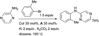 Arylation of heteroarylamines according to Liu.