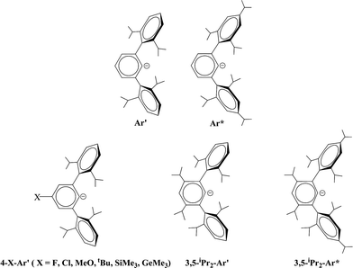 Schematic drawings of Ar′, Ar* and modified ligands based on Ar′ and Ar*.