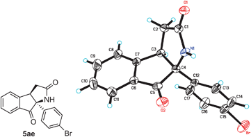 X-ray crystal structure of pyrrolidinone-containing tricycle 5ae (thermal ellipsoids are set at 30% probability).